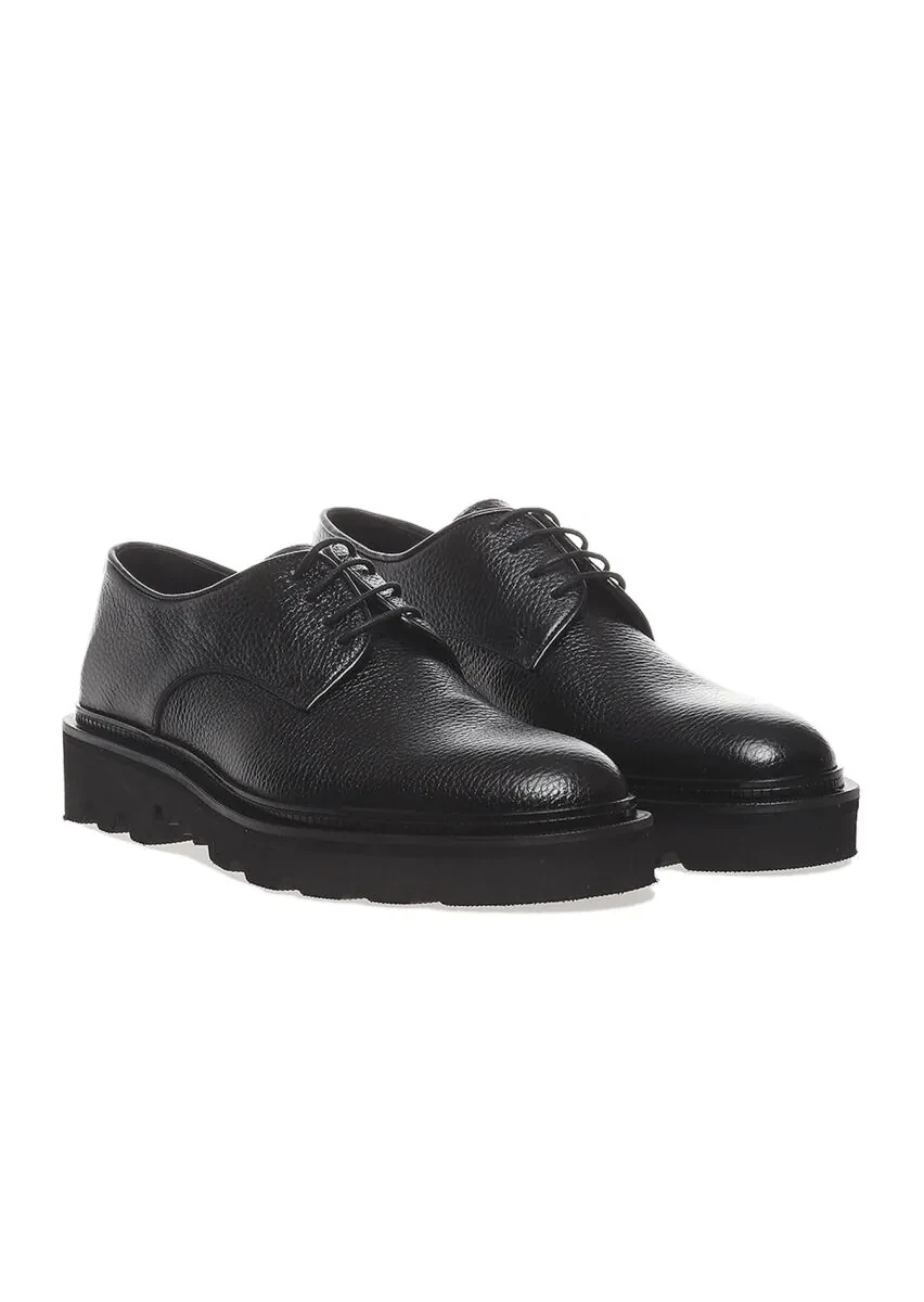 Black Leather Casual Shoes - 2