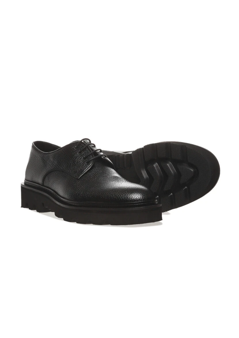 Black Leather Casual Shoes - 3