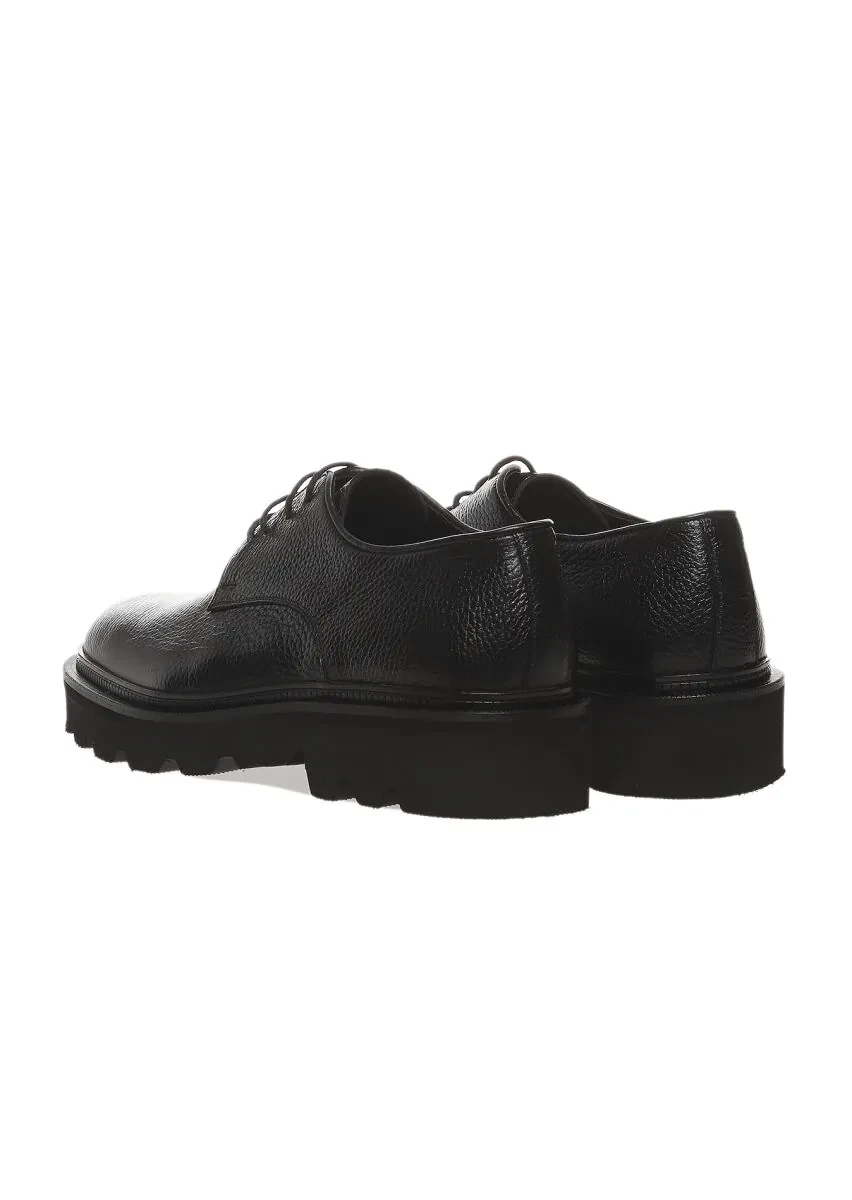 Black Leather Casual Shoes - 4