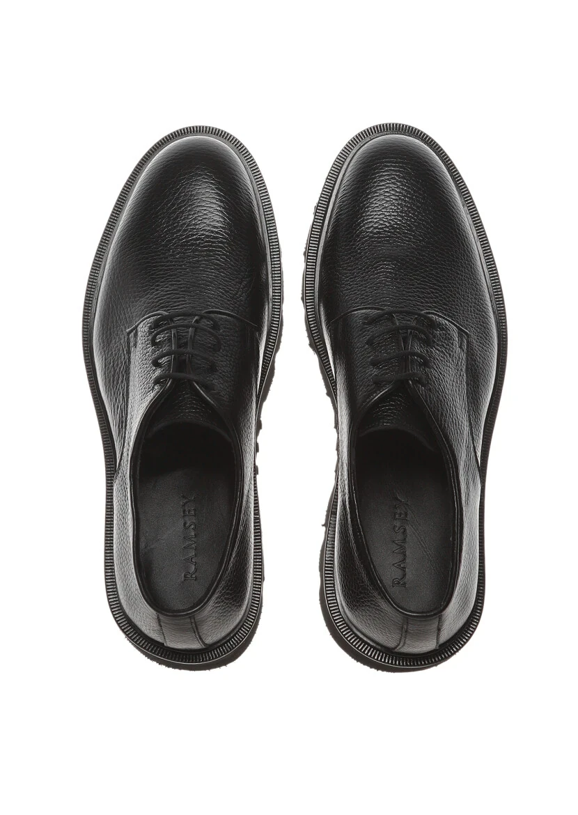 Black Leather Casual Shoes - 5