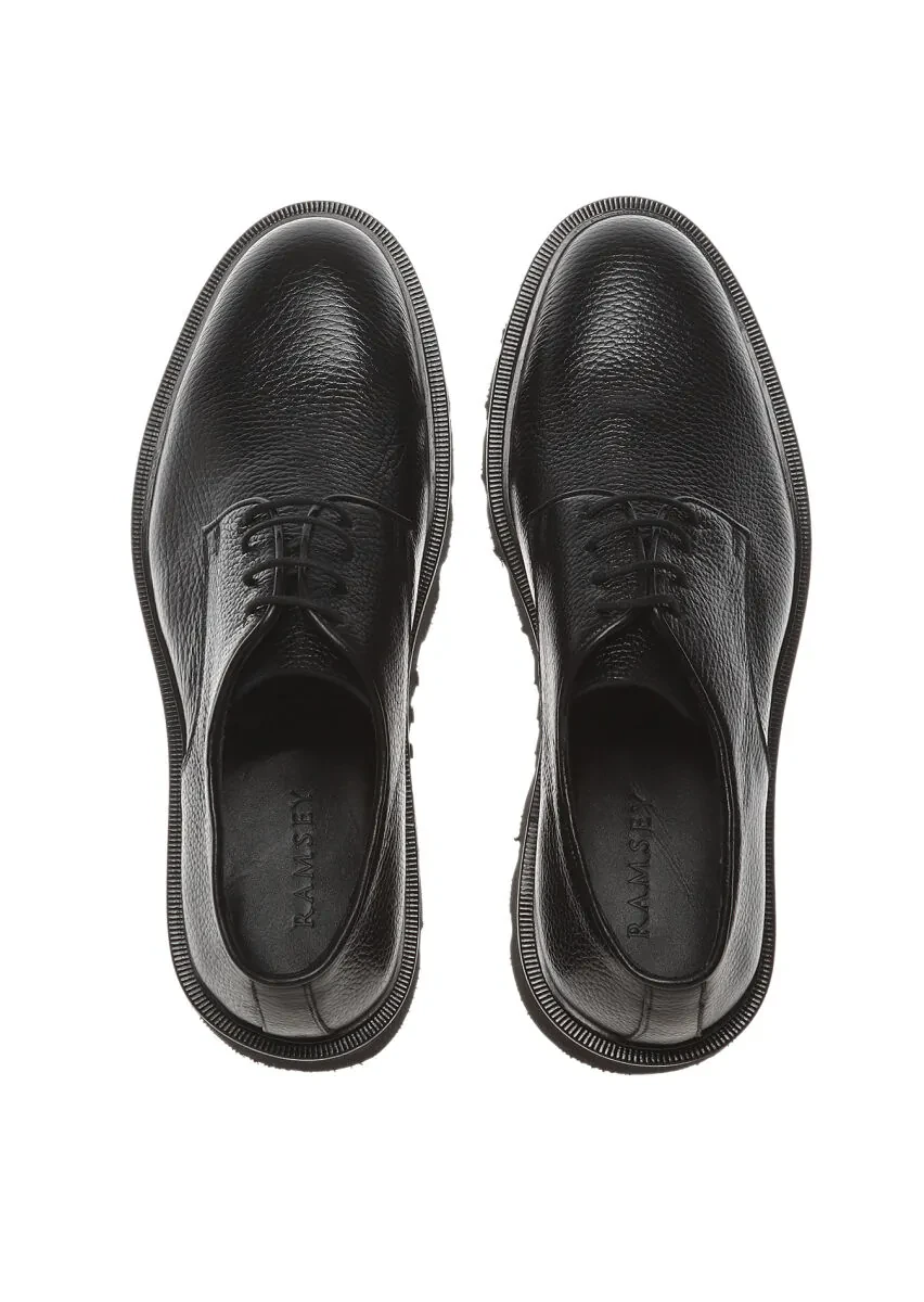 Black Leather Casual Shoes - 5