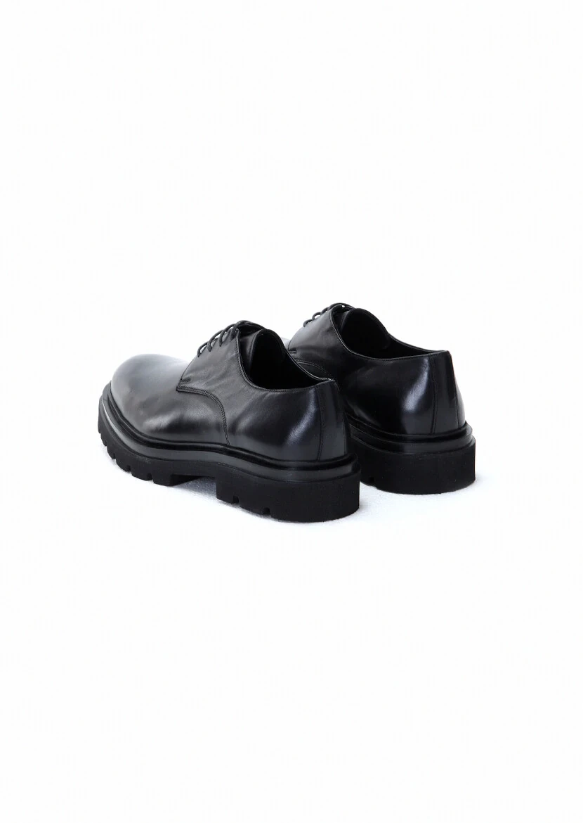 Black Leather Casual Shoes - 4
