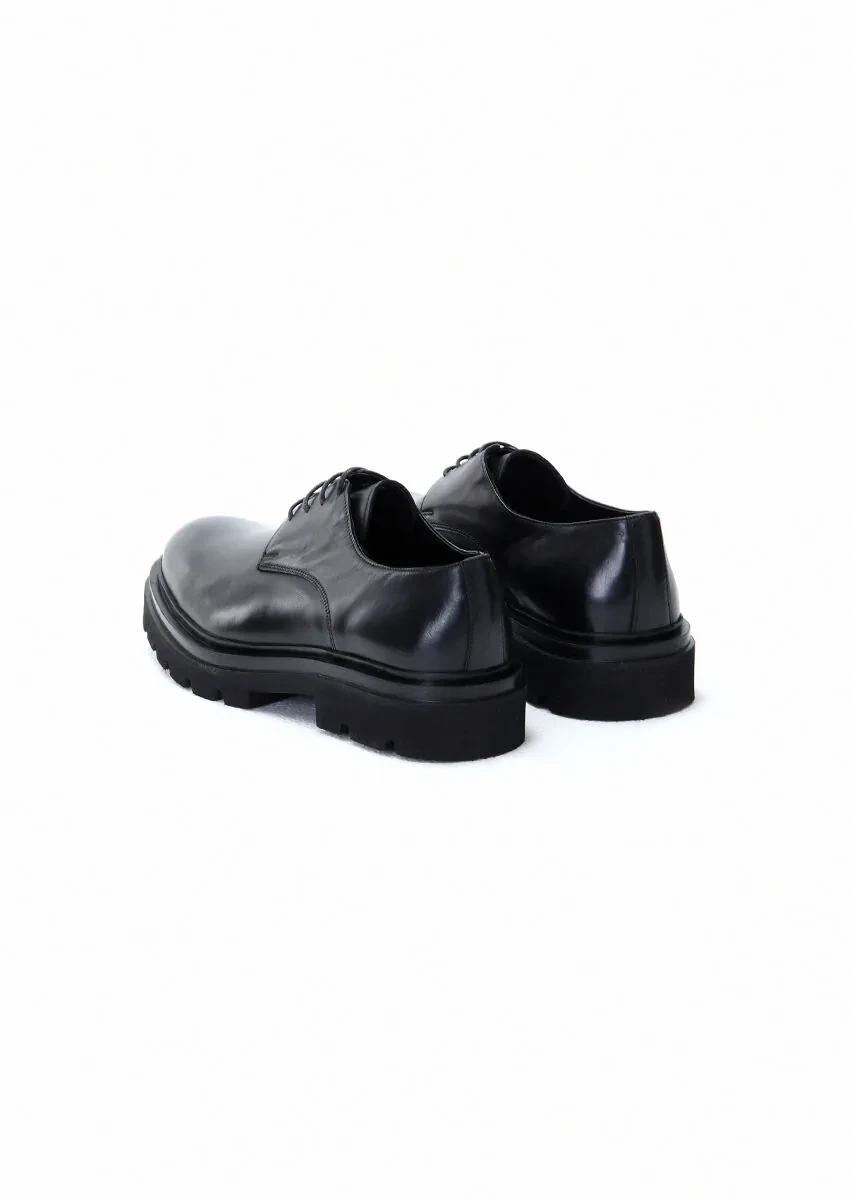 Black Leather Casual Shoes - 4