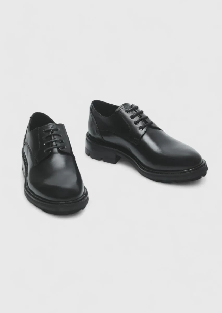 Black Leather Casual Shoes - 3