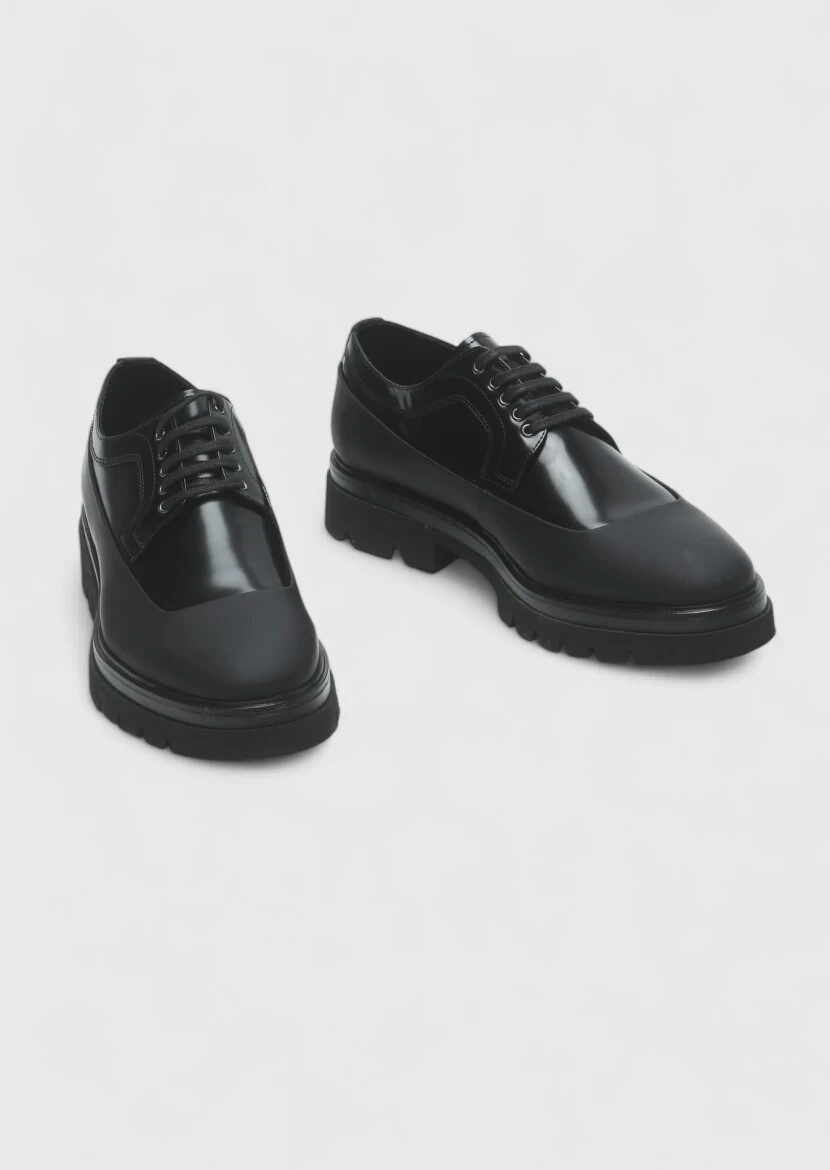 Black Leather Casual Shoes - 3