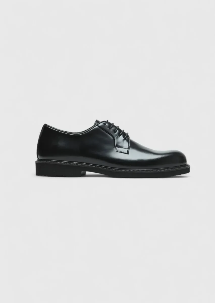 Black Leather Casual Shoes - 1