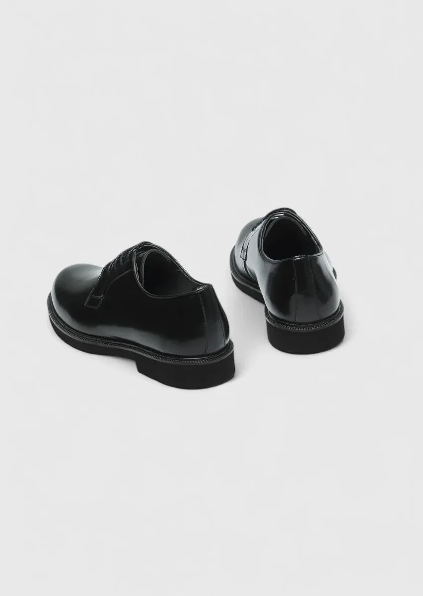 Black Leather Casual Shoes - 5
