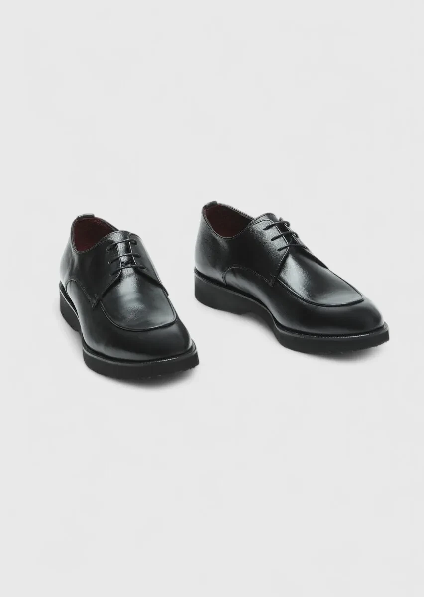 Black Leather Casual Shoes - 3