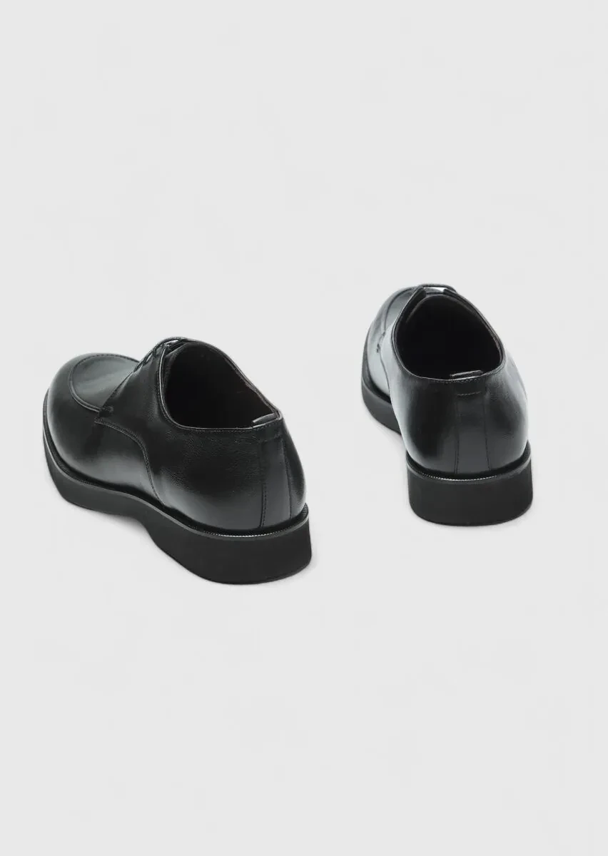 Black Leather Casual Shoes - 5