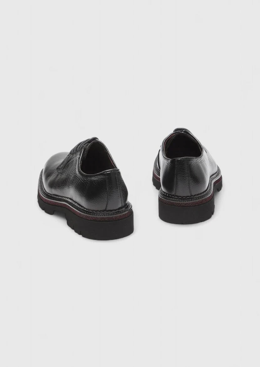 Black Leather Casual Shoes - 5