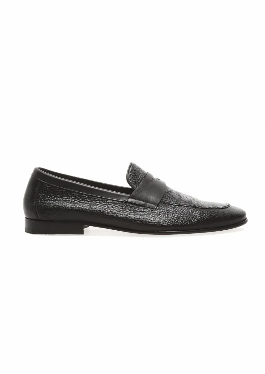 Black Leather Classical Loafer - 1