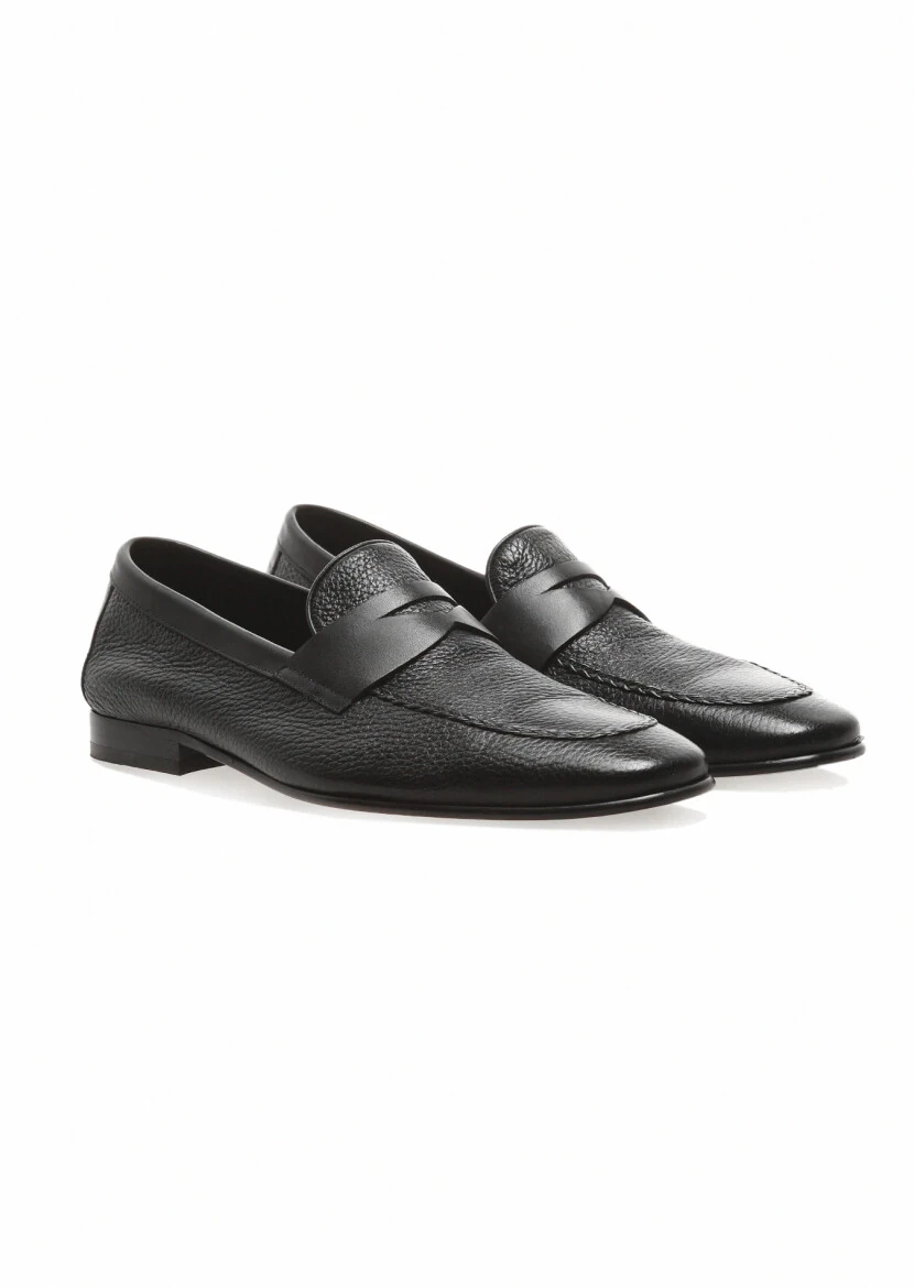 Black Leather Classical Loafer - 2