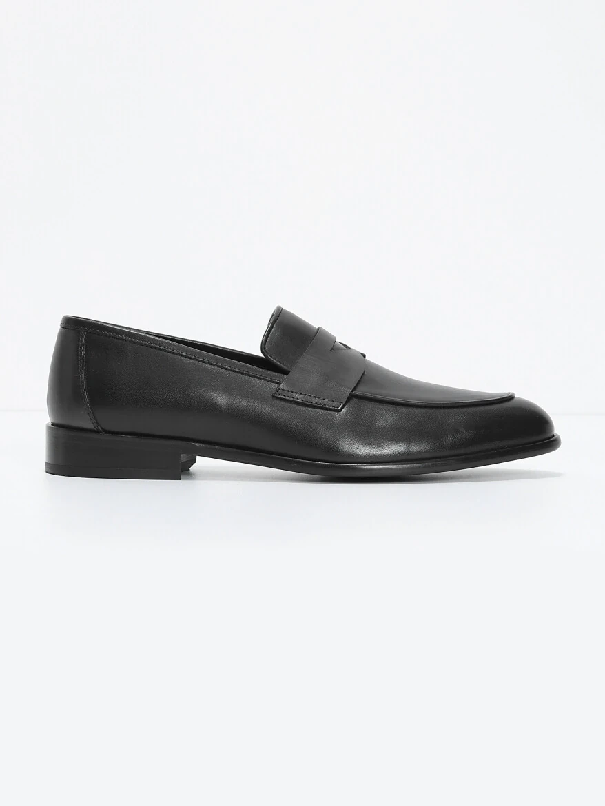 Black Leather Classical Loafer - 1