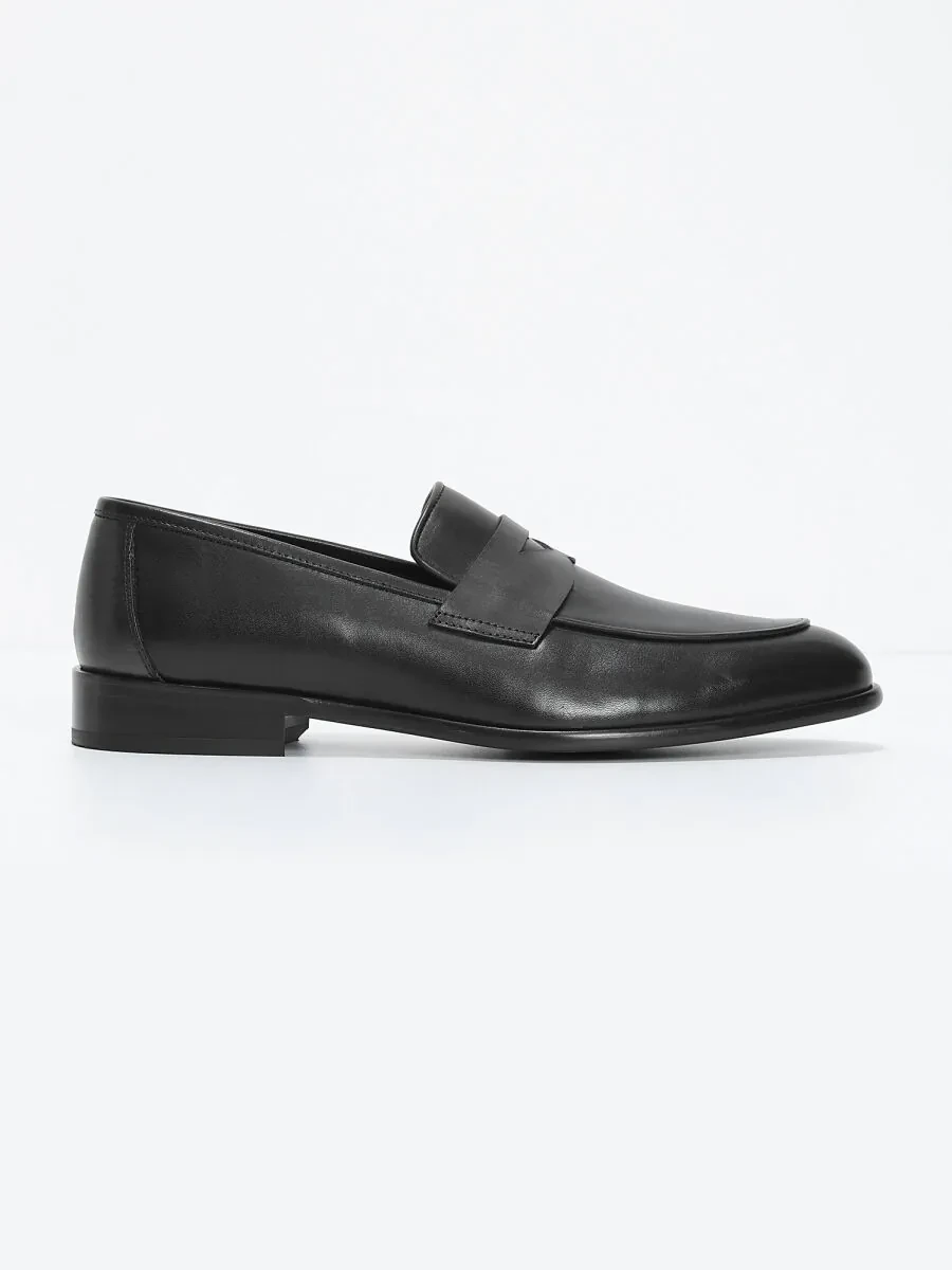 Black Leather Classical Loafer - 1