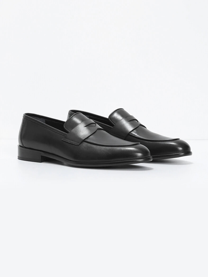 Black Leather Classical Loafer - 2