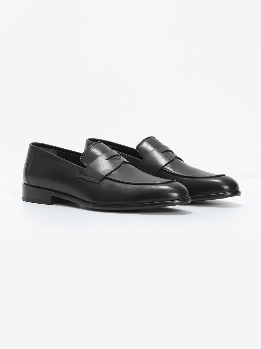 Black Leather Classical Loafer - 2