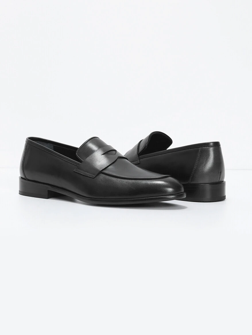 Black Leather Classical Loafer - 3
