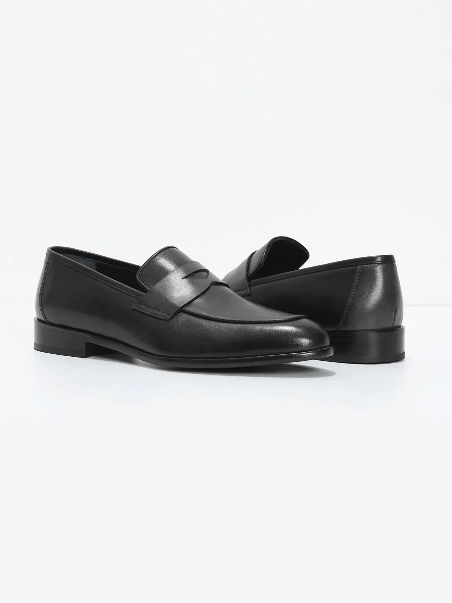 Black Leather Classical Loafer - 3
