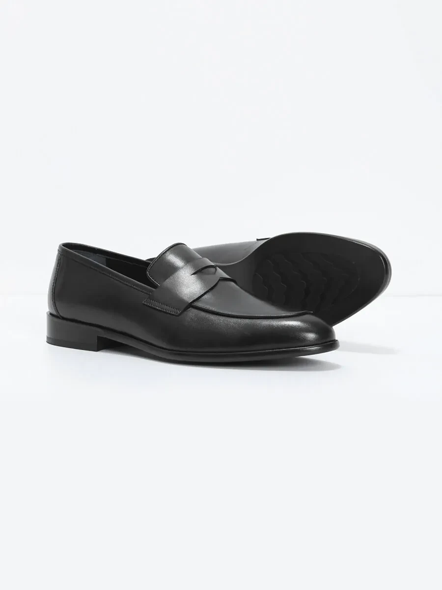 Black Leather Classical Loafer - 4