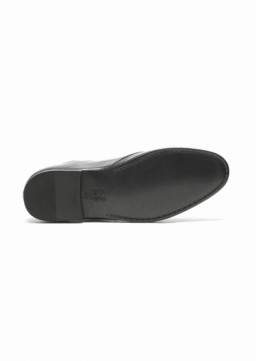Black Leather Classical Loafer - 5