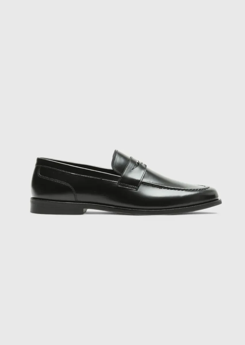 Black Leather Classical Loafer - 1