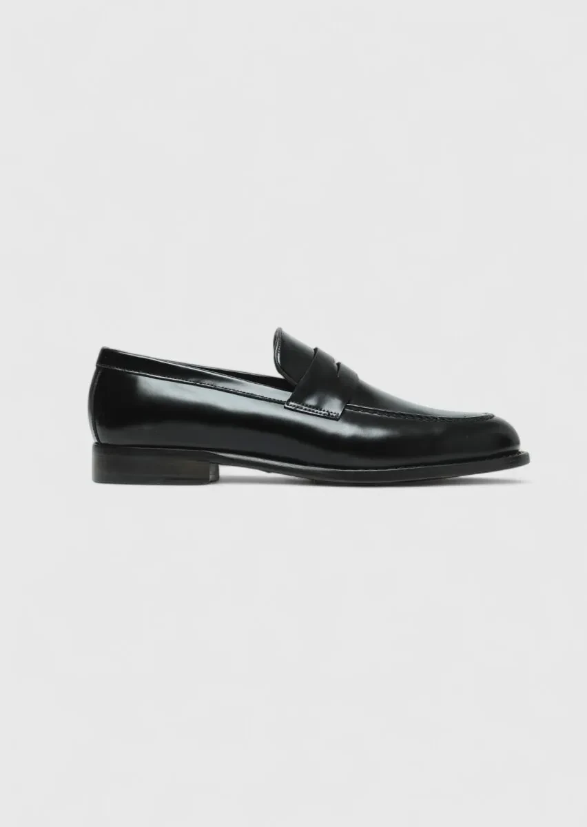 Black Leather Classical Loafer - 1
