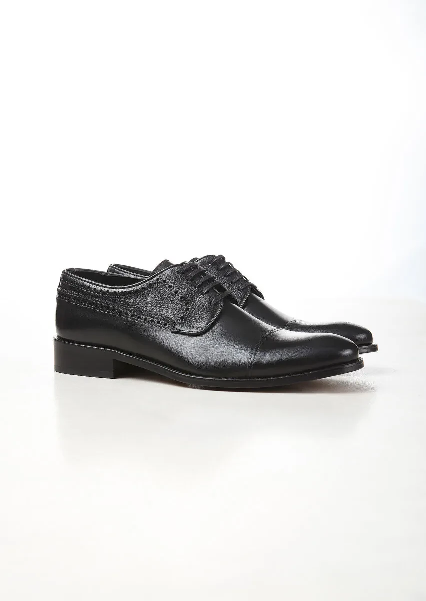 Black Leather Classical Shoes - 2