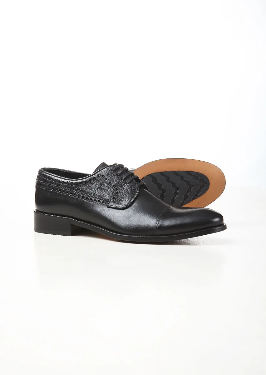 Black Leather Classical Shoes - 4