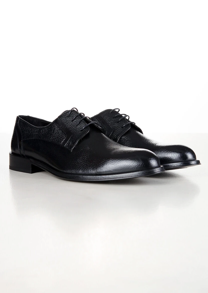 Black Leather Classical Shoes - 3