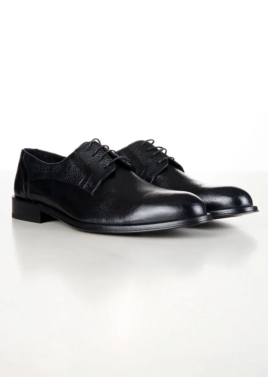 Black Leather Classical Shoes - 3
