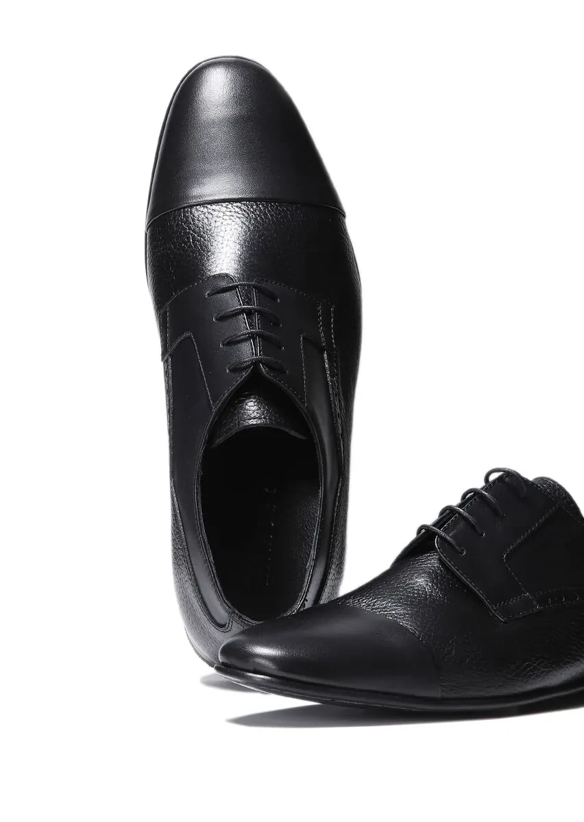 Black Leather Classical Shoes - 3