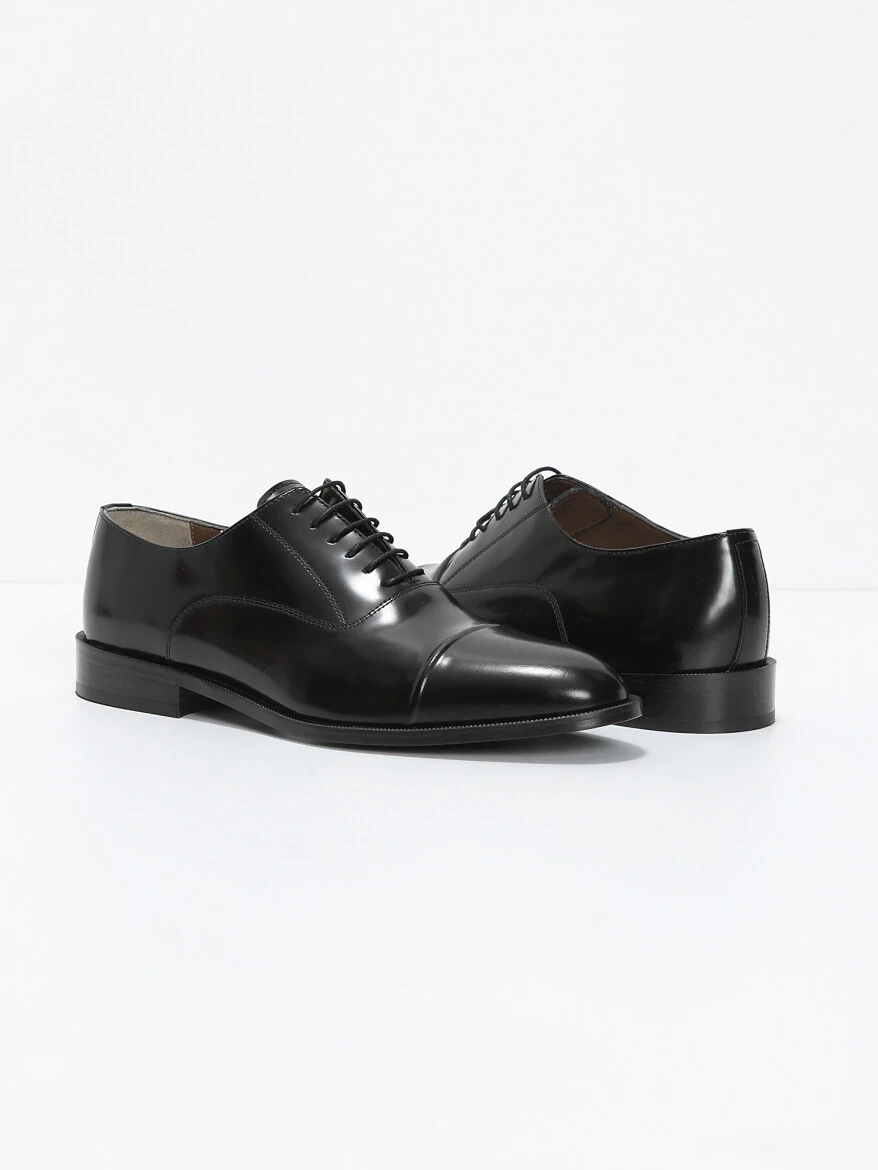 Black Leather Classical Shoes - 3