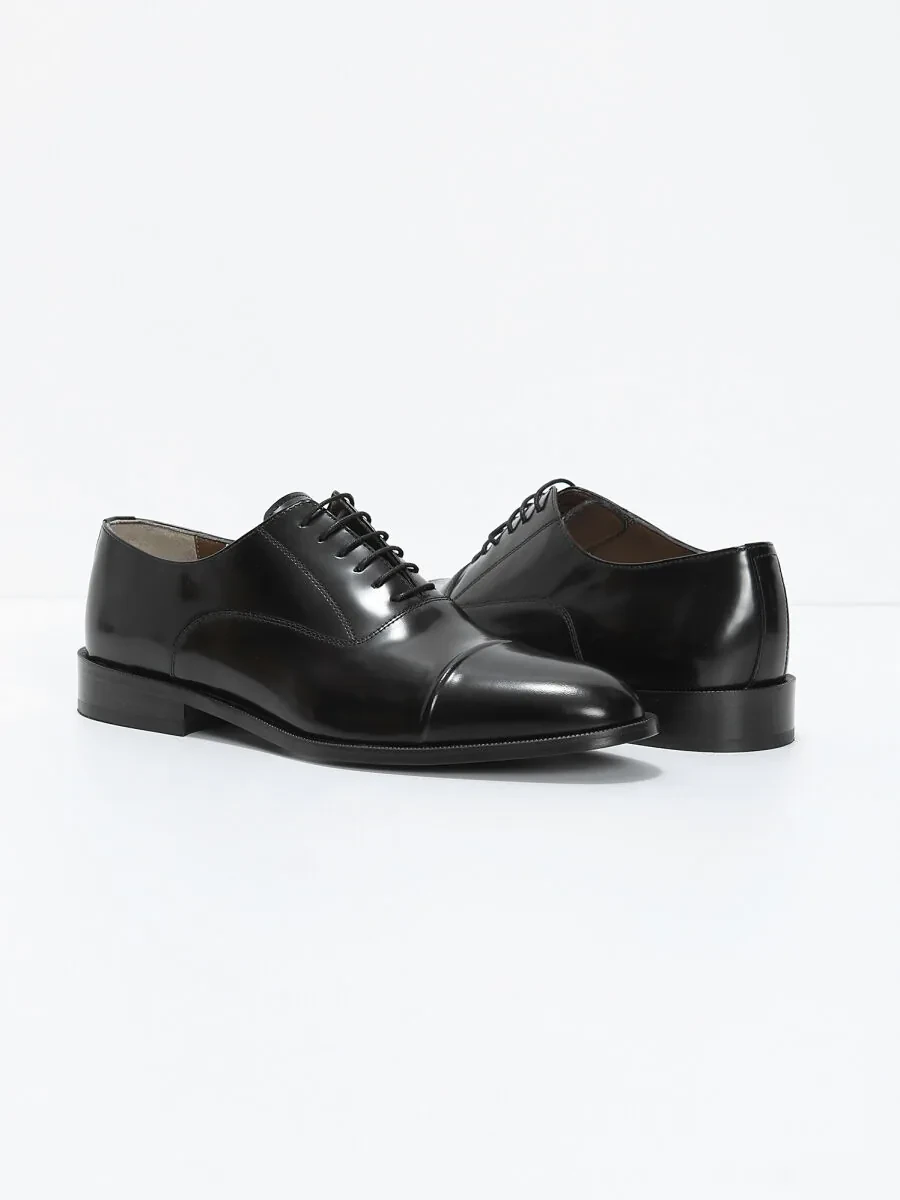 Black Leather Classical Shoes - 3