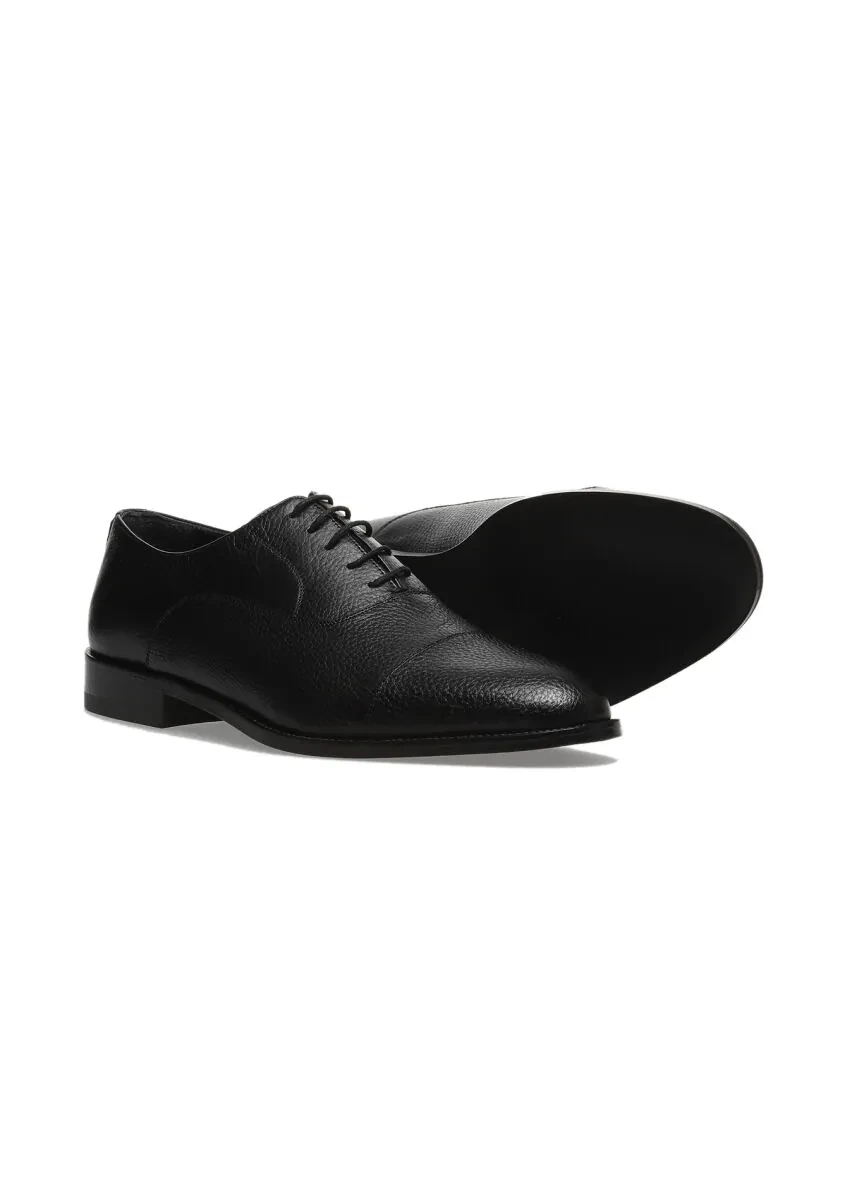 Black Leather Classical Shoes - 3
