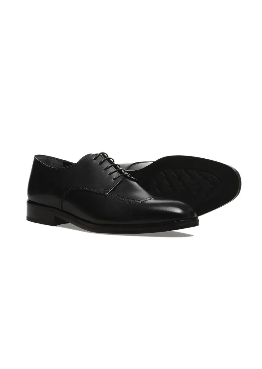 Black Leather Classical Shoes - 3