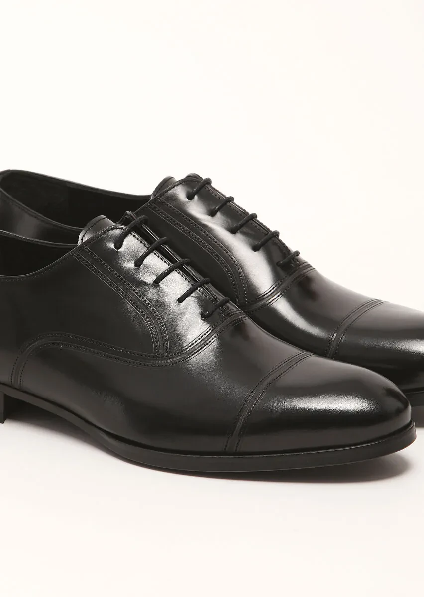 Black Leather Classical Shoes - 3
