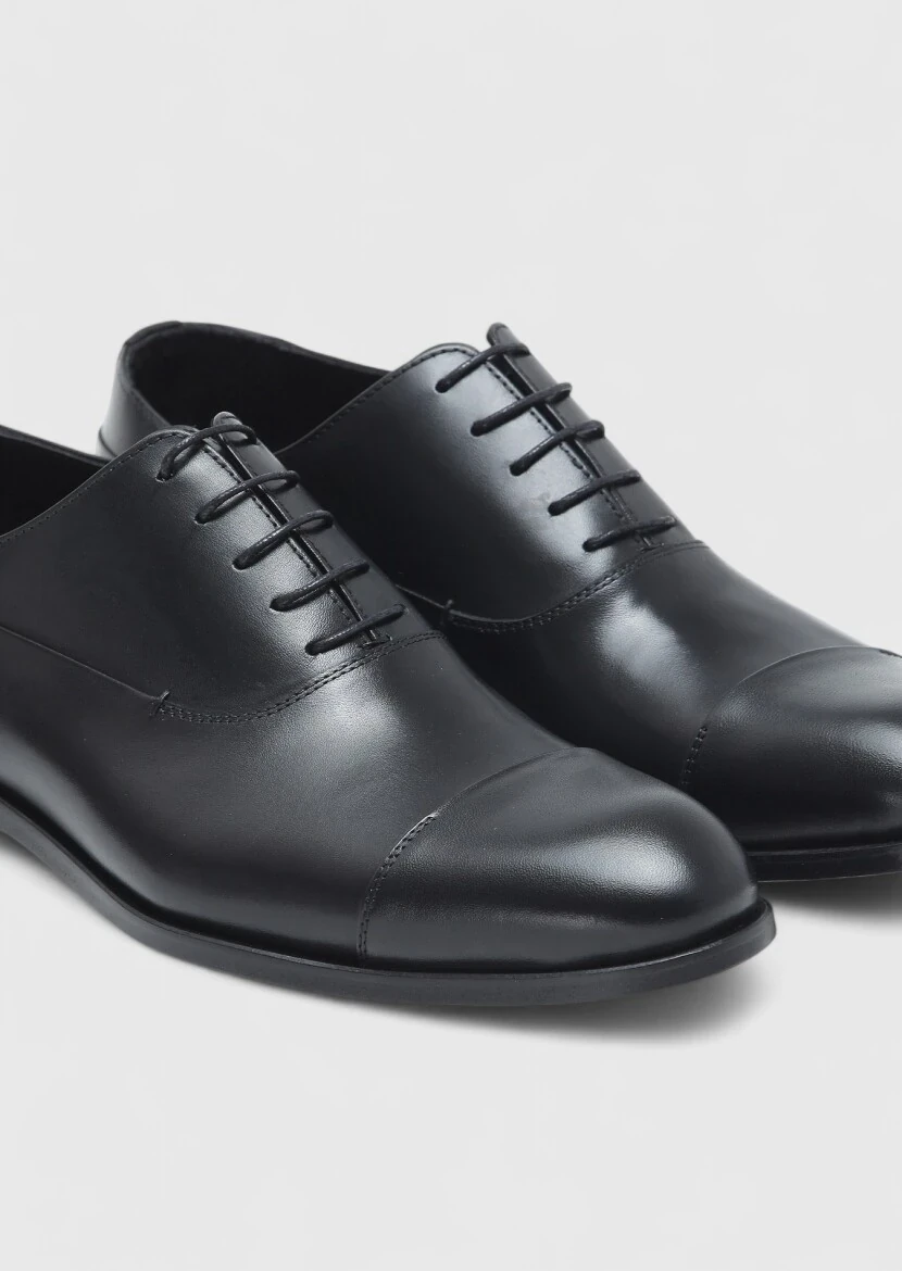 Black Leather Classical Shoes - 3