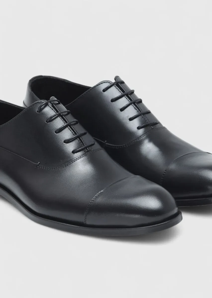 Black Leather Classical Shoes - 3