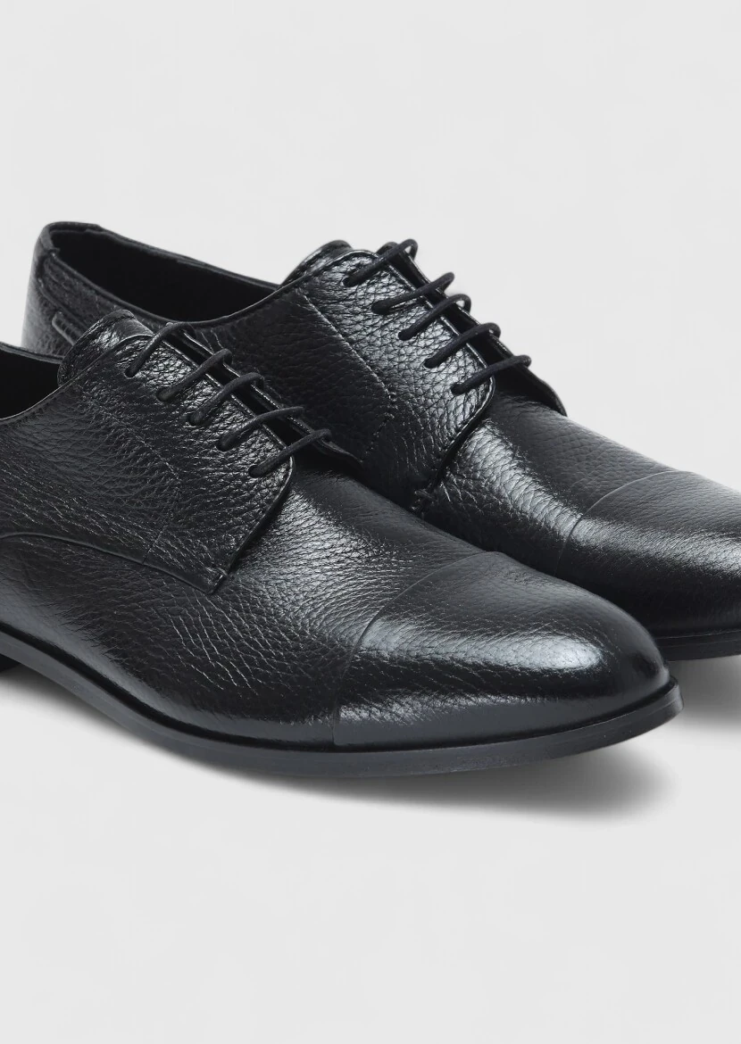 Black Leather Classical Shoes - 3
