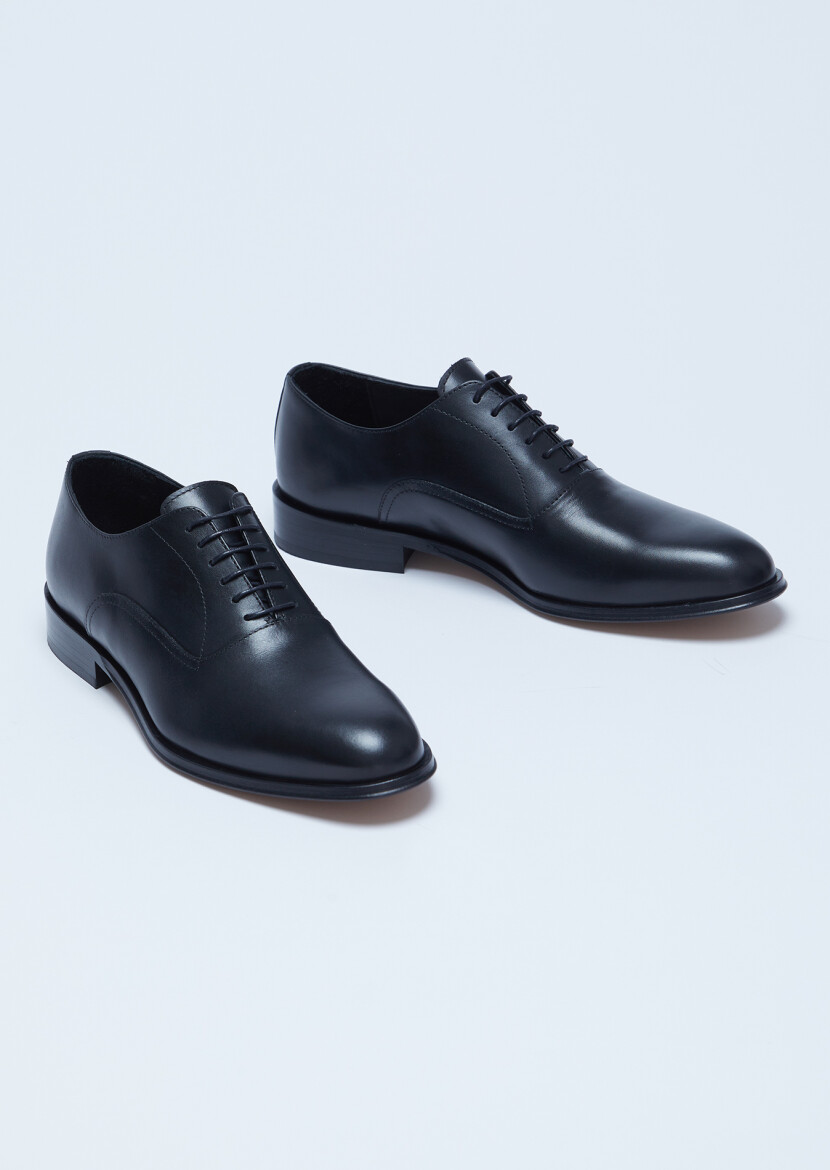 Black Leather Classical Shoes - 3