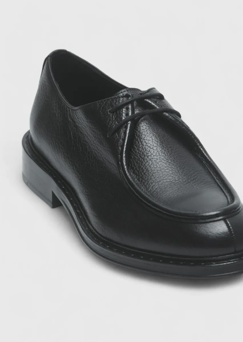 Black Leather Classical Shoes - 2