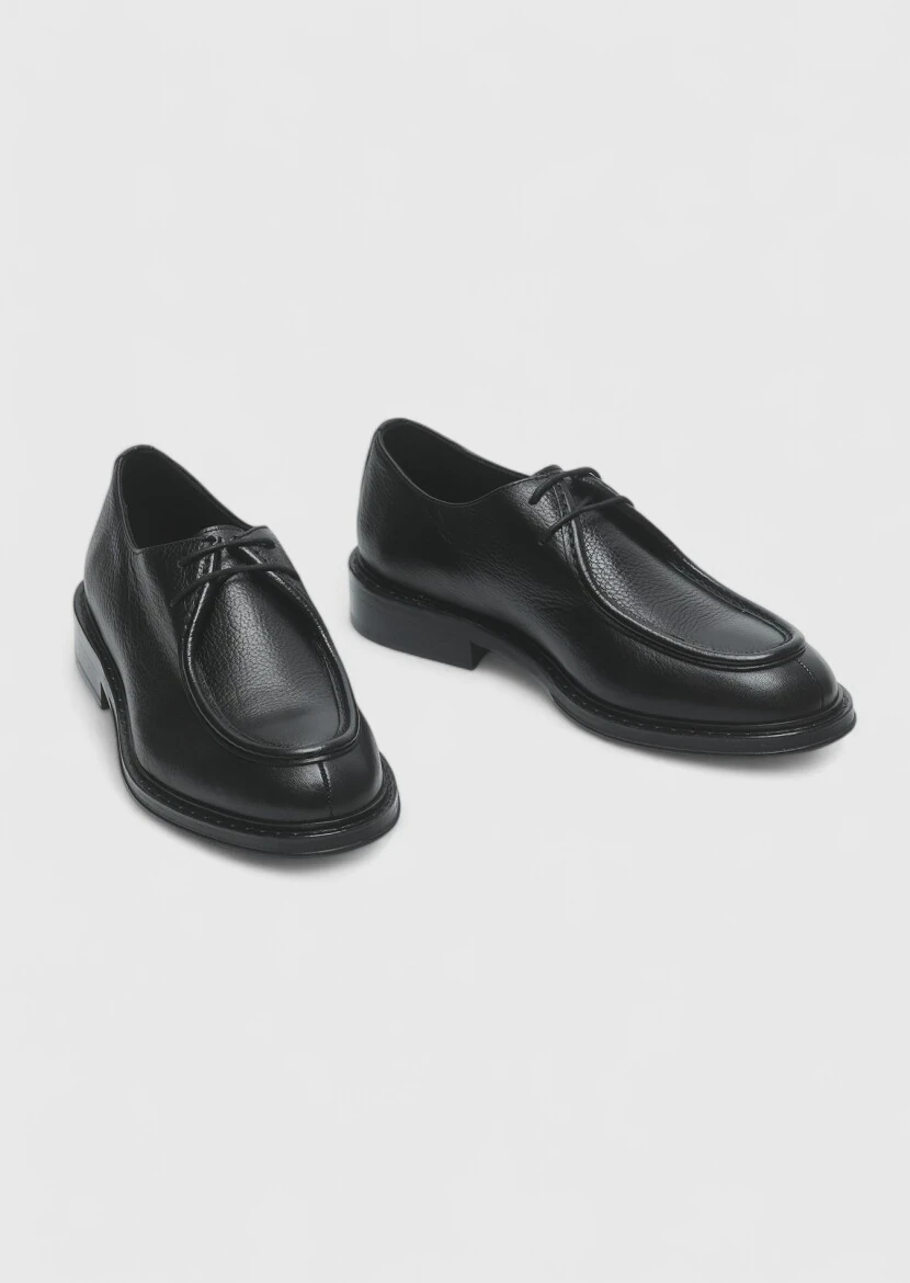 Black Leather Classical Shoes - 3