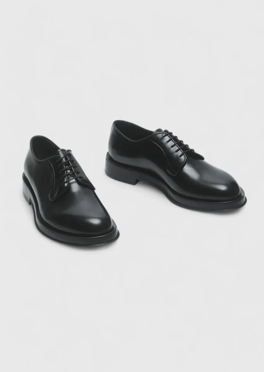 Black Leather Classical Shoes - 3