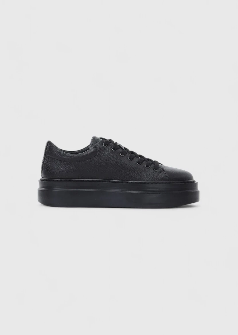 Black Leather Sneaker - 1