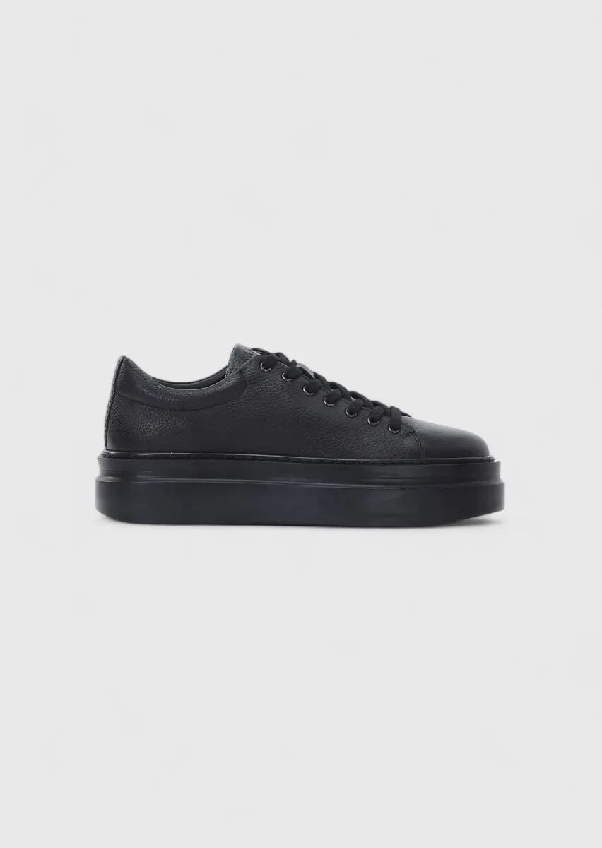 Black Leather Sneaker - 1