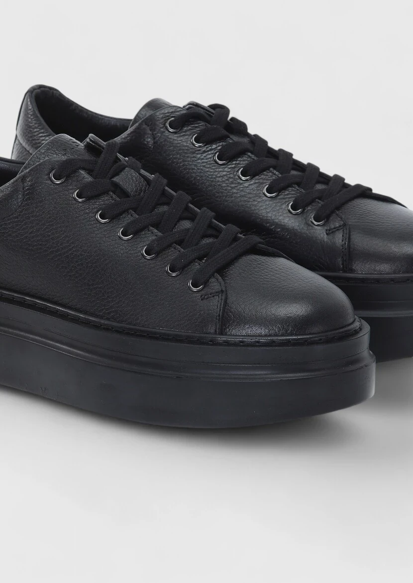 Black Leather Sneaker - 3