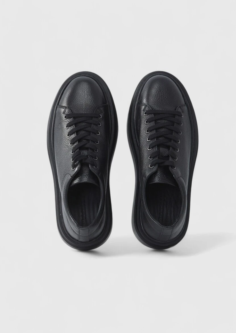 Black Leather Sneaker - 6