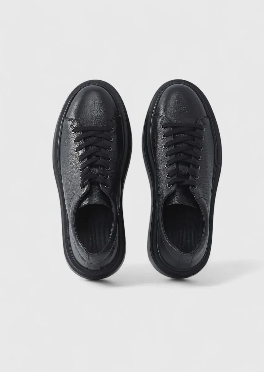 Black Leather Sneaker - 6