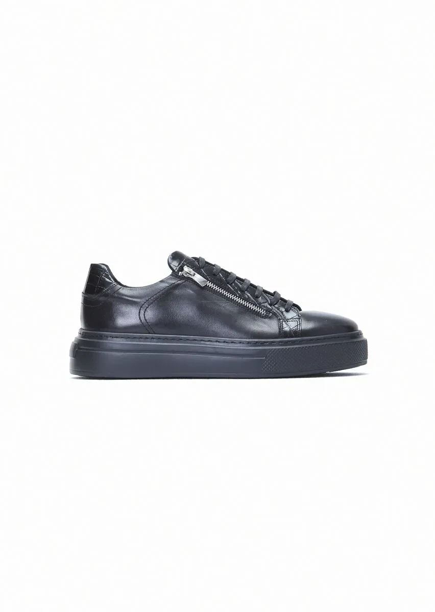 Black Leather Sneaker - 1