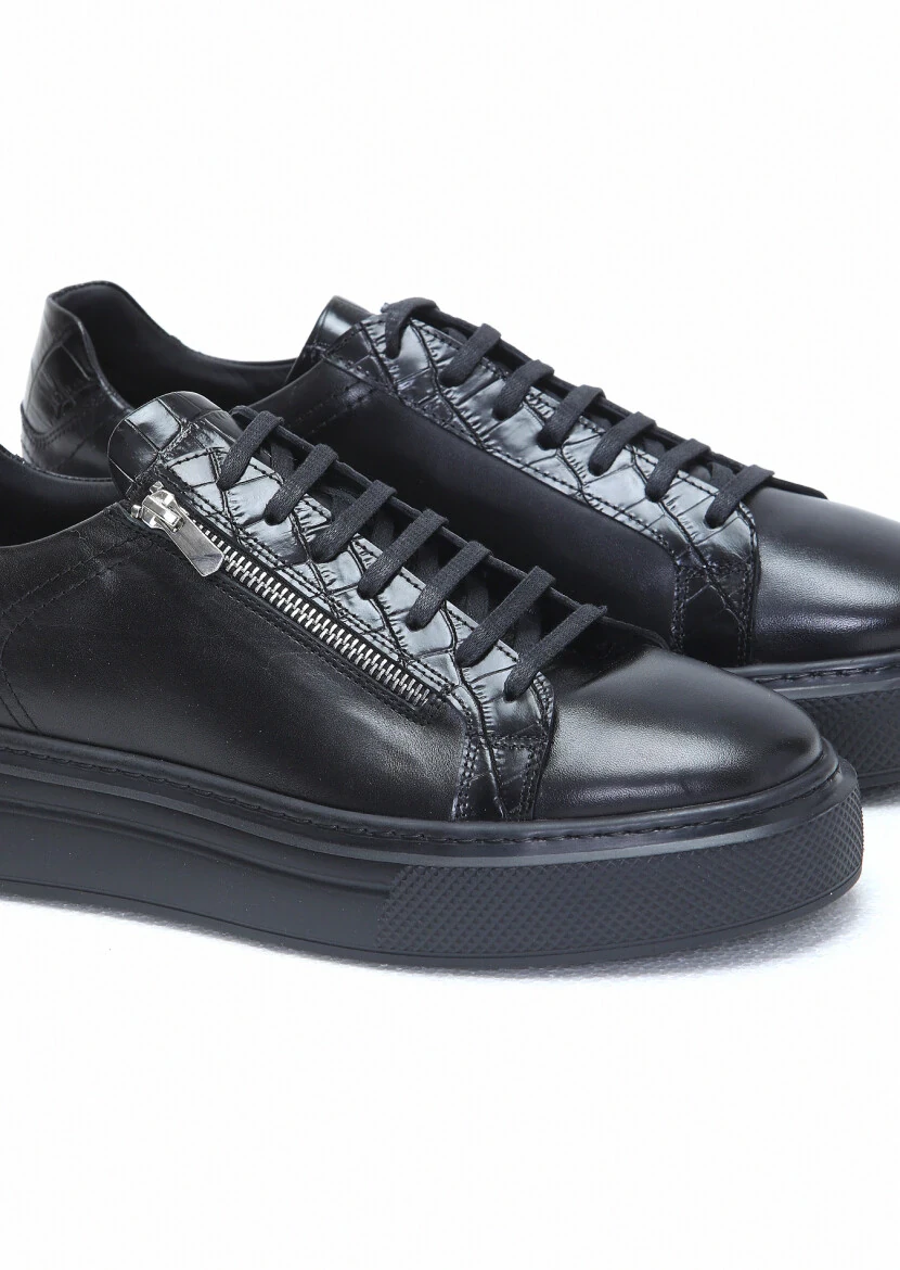 Black Leather Sneaker - 3